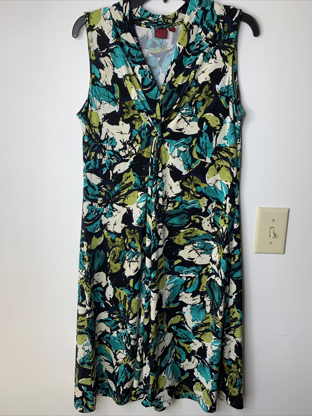 Womens Sleeveless Patterned Dress Poly Med 212 Collection Black Green
