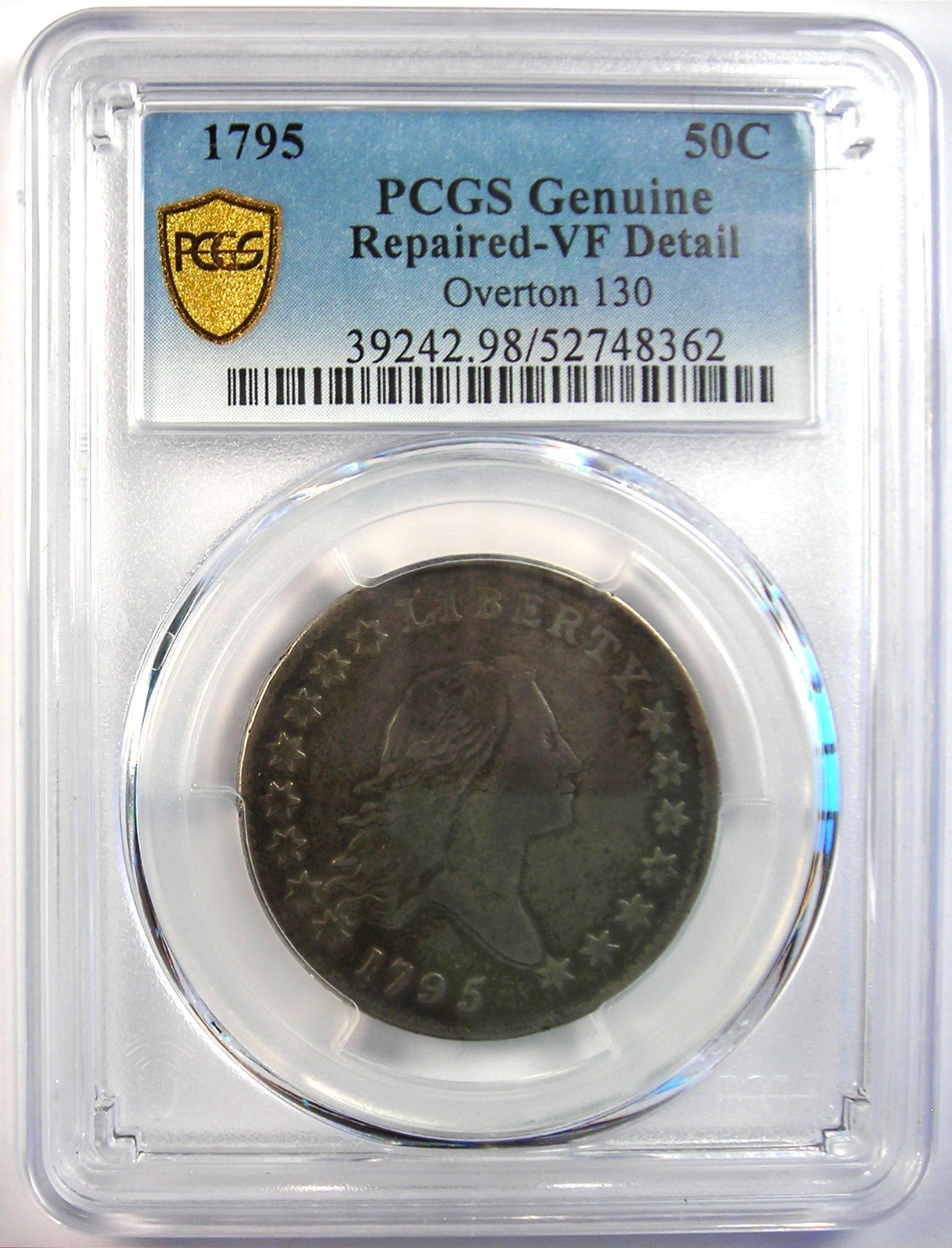1795 Flowing Hair Half Dollar 50C Coin O-130 - Certified PCGS VF Detail - Rare!