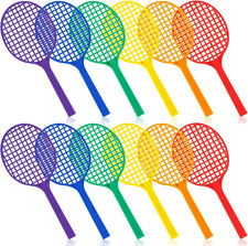 12 Pcs Colorful Plastic Tennis Racquets Sets PE Equipment for Elementary School