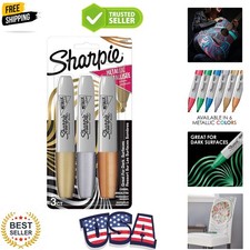 Metallic Permanent Markers, Chisel Tip, Assorted Colors, 3 Count