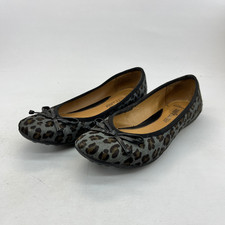 Clarks Softwear Ballet Flats Womens UK6 Grey Leopard Print Slip On Lightweight