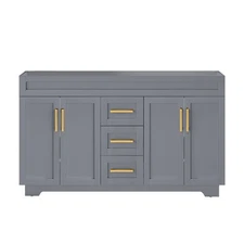 60" Bathroom Vanity Freestanding Single Cabinet Gray Drawers Plywood No Sink