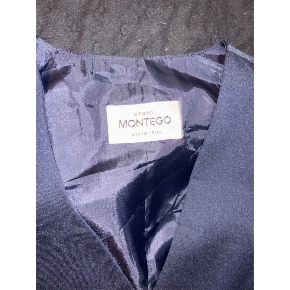 Montego Men's Navy Blue Size Medium Suit Vest Wedding Party Prom - Image 2 of 4