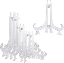 6Pcs Plastic Easel Plate Display Stands, 4/6/8 Inches Acrylic Clear 