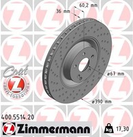 2X Zimmermann Bremsscheibe Coat Z 400.5514.20 FüR Mercedes C216 Klasse W221 V221