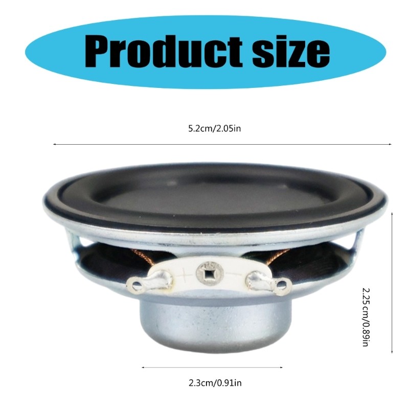 2Pcs 5W 4Ohm Speakers 52mm Round Shape Loudspeaker Subwoofer Multimedia Portable
