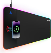 RGB Gaming Mouse Pad with 15W Wireless Charger, 17 Lighting Modes LED Mouse Mat,
