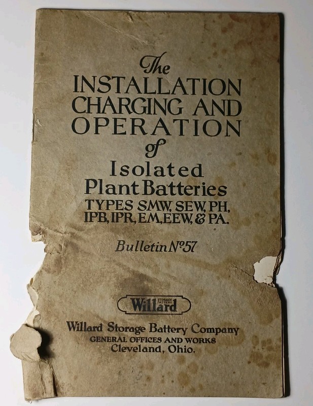 1920 Old Vintage Willard Battery Isolated Plant Batteries Book Cleveland Ohio