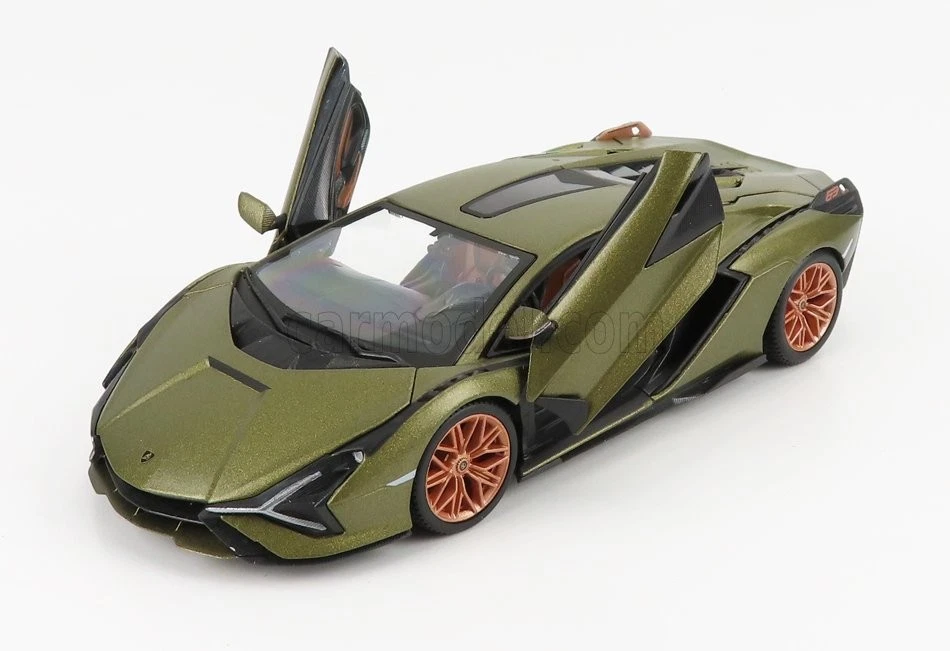 MODELLINO AUTO STATICO BURAGO LAMBORGHINI SIAN FKP 37 HYBRID 2020 VERDE 1/24 - Immagine 4 di 4