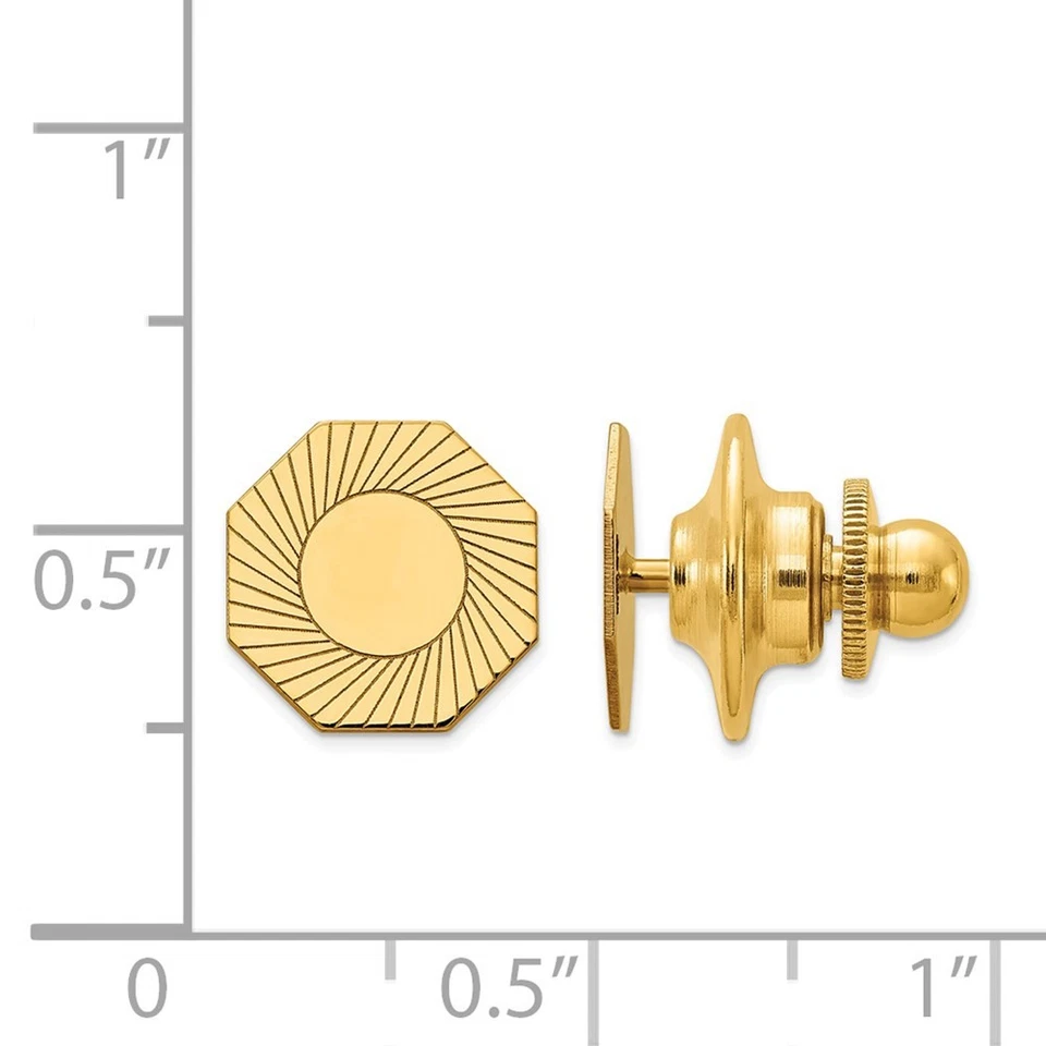 14k Yellow Gold  Men's Grooved Design Tie Tac - Image 2 of 2