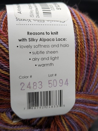 2 Classic Elite Silky Alpaca Lace Silk Blend Yarn Gold Purple Designer 50g - Picture 8 of 8