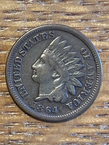 1864 BRONZE INDIAN HEAD CENT, VERY FINE