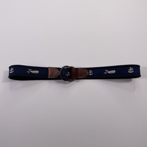Polo Ralph Lauren Belt Men’s Small D Ring Nautical Whale Anchor PRL 67 Navy Blue - Picture 2 of 9