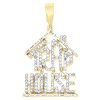 JFL Diamonds 10K Gelbgold Trap House Baguette Diamant AnhäNger 1 CT Herren