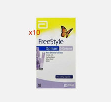 10X Abbott FreeStyle Optium Ketone strips (10/Box) Total 100 Strips