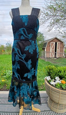 Tahari Women's Embroidered Mermaid Dress Black Green Sz 4 NWT
