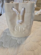 New Christian Dior Cosmetic Makeup Bag Drawstring Pouch Clutch  Ivory