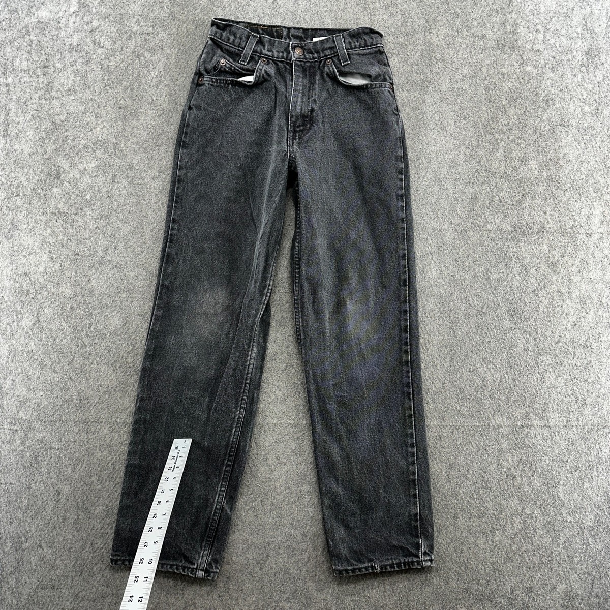 VTG Levis 550 Jeans Womens 12M Black Light Wash Relaxed Slim Fit 