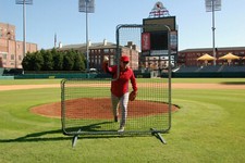 L-Screen 6' x 7' Professional Baseball Safety Frame and 42 60-Ply Pitcher Net
