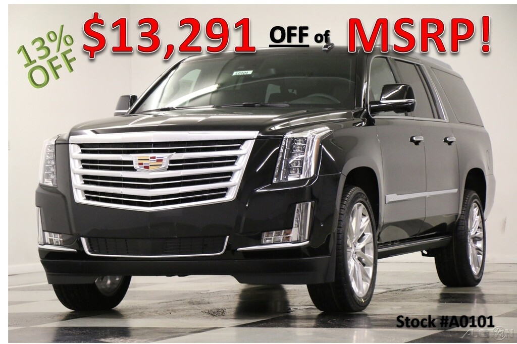 2020 Cadillac Escalade MSRP$100290 4X4 ESV Platinum DVD Sunroof GPS Black New Navigation Heated Cooled Leather Captains 22 In Chrome 6.2 Player CUE 19 20