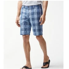 Tommy Bahama Diego Plaid Shorts Mens 32 Ocean Deep Blue NWT $89