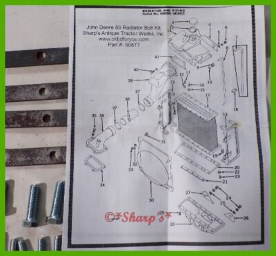 B398R * John Deere 50 Radiator Bolt Kit w/ Straps * KIT * USA * Install ...