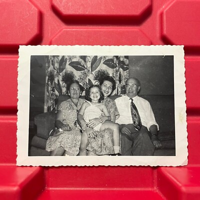 Grandparents Mother Holding Daughter 4 1/2 x 3 1/4 Photograph Pre Owned Vtg 50s