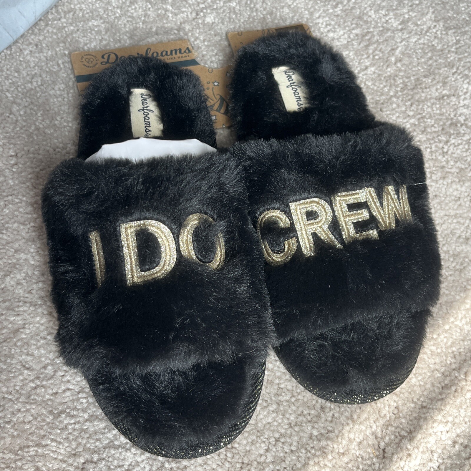 PANTOFOLA D’ORO Dearfoams Ciabatte Slip On Donna Tg Small 5 6 Nero Oro I Do Crew Matrimonio Nuove con etichette