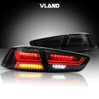 VLAND LED Rear Lamps For 2008-2017 Mitsubishi Lancer EVO X Smoked Tail Lights