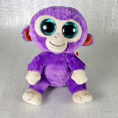 TY Grapes the Purple Monkey beanie Boos Boo's Reg 6'' big eyes V6