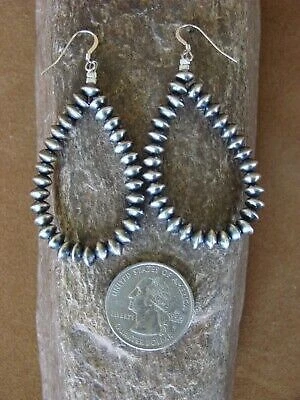 Brincos pendurados com laço de pérolas navajo indiano pires de miçangas à mão por Jake - Imagem 4 de 4