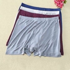 Men 100% Pure Silk Boxer Brief Soft Underpants Trunks Shorts Underwear Oversized