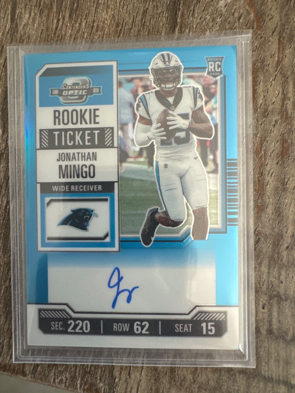 2023 Panini Contenders Optic Jonathan Mingo Teal Prizm Rookie Ticket Auto /99