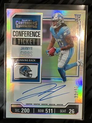 Jahmyr Gibbs 2023 Contenders Conference Ticket Rookie RC Auto SSP