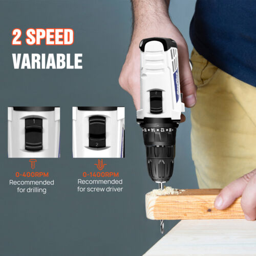 PRO. Cordless Combi Drill Electric Screwdriver Small Hand Drills Li-ion 2Battery - Picture 4 of 22
