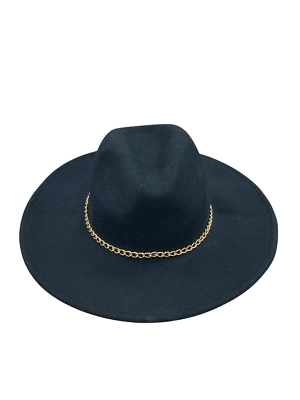 Steve Madden Metal Chain Trimmed Felted Wool Fedora One Size  display picture 2