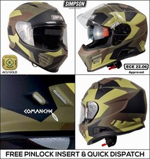 SIMPSON VENOM COMANCHE FULL FACE DUAL VISOR ECE 22.06 MOTORCYCLE BIKE DVS HELMET