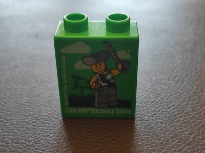 1xLego DUPLO Stein 1x2x2 Legoland Discovery Center Piratenmuster grün 4066pb515
