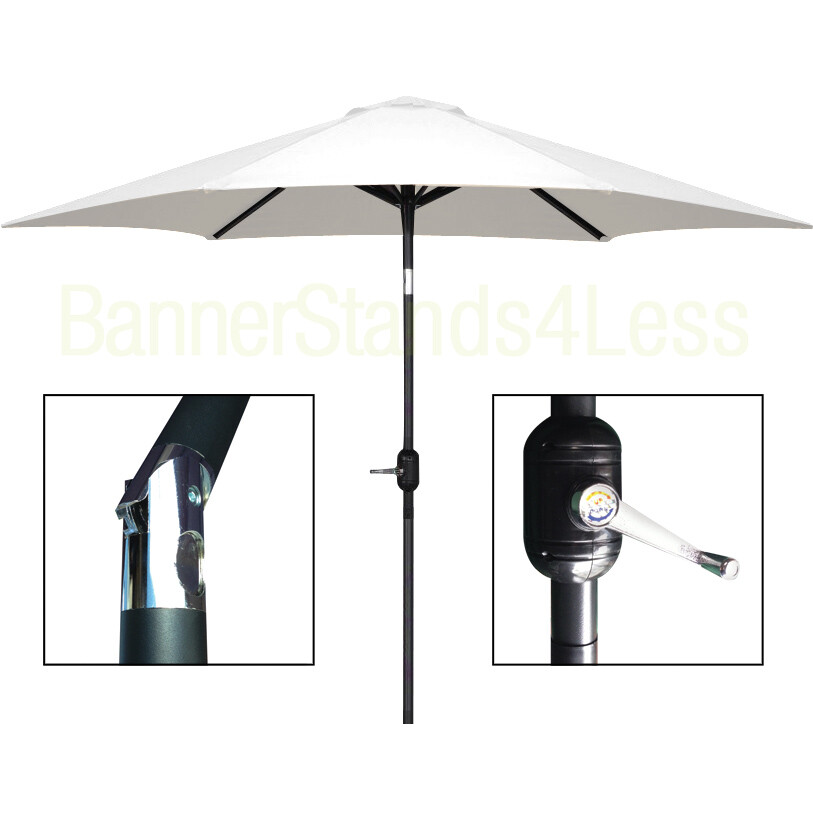 8 ft Patio Umbrella Market w/ Crank Tilt Aluminum Outdoor - WHITE | eBay