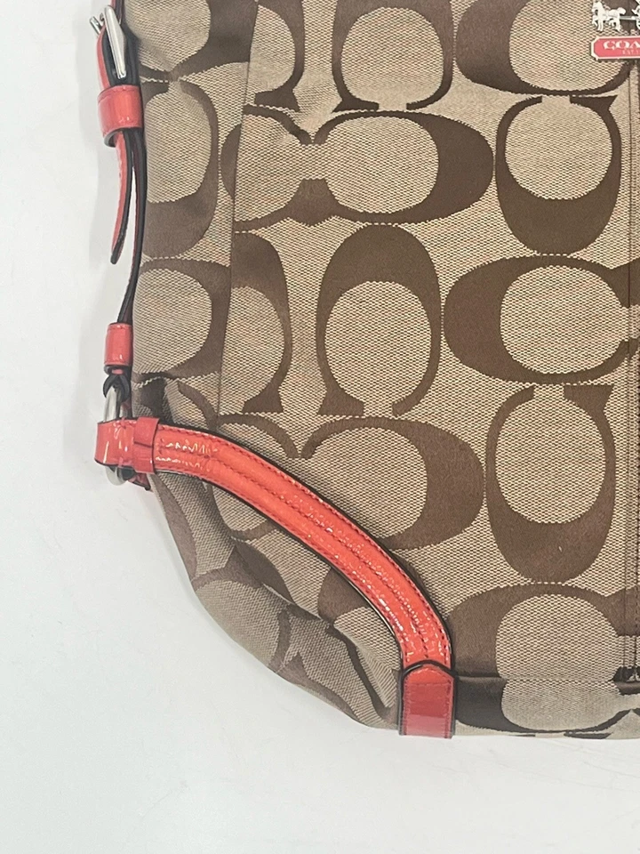 Bolso de Hombro Coach Chelsea Marrón Signature C Lona Cuero Naranja M1120-18903 Foto 3 de 4