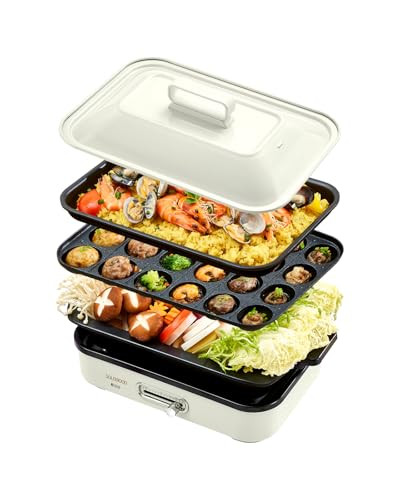 SOLEMOOD Compact Hot Plate Grill Pot Removable Plate with SOLEMOOD Compact Hot Plate Grill Pot Removable Plate with
