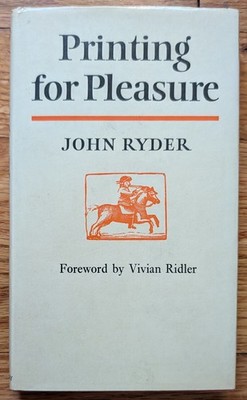Printing For Pleasure HC John Ryder 1977 w/ DJ