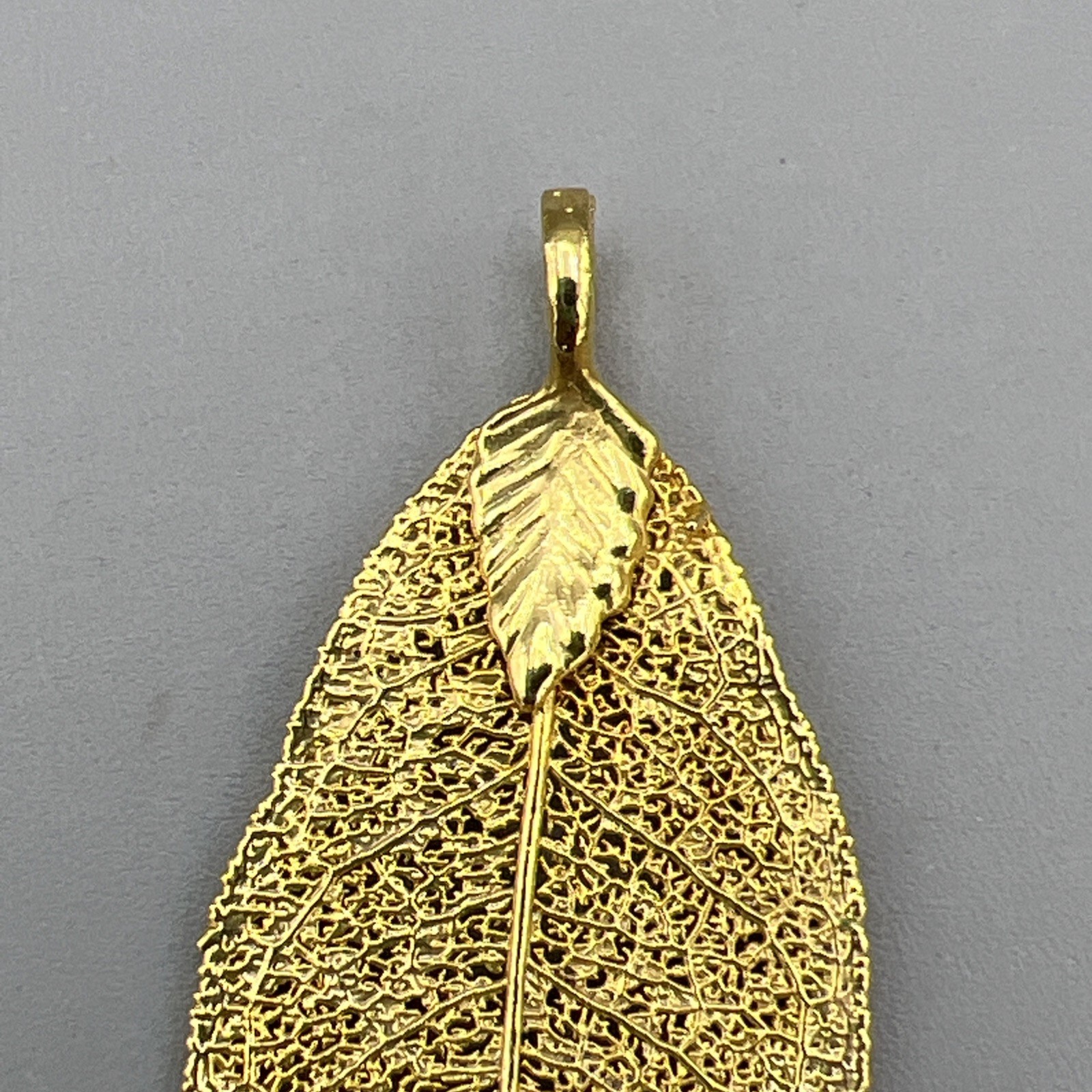 Vintage Gold Dipped Leaf Pendant - image 5