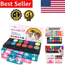 Vibrant 12 Color Water-Based Face Painting Kit - Safe Fun for Kids Parties