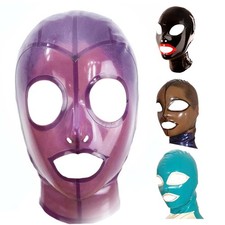 Latex Hood with Back Zipper Rubber Mask for Cosplay Wear Halloween 0.4mm
