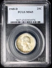 1948-D Washington Silver Quarter 25c PCGS MS65