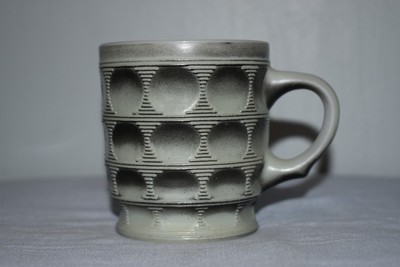 Vintage Anchor Hocking Fire King Black And White Camelot Thumbprint Cup