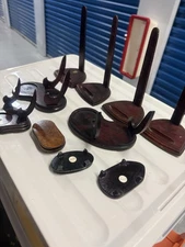 Vintage Lot Of 10 Wooden Plate Racks Displays 