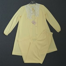 Vanity Fair 3 Piece Lace Vintage NWT Pajama Set Tricot Women's Small Yellow