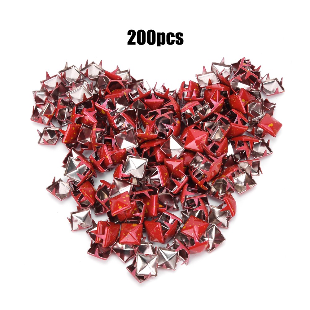 200Pcs Square Rivets Metal Stylish Shoes Bags Hats Decoration Accessories 9m